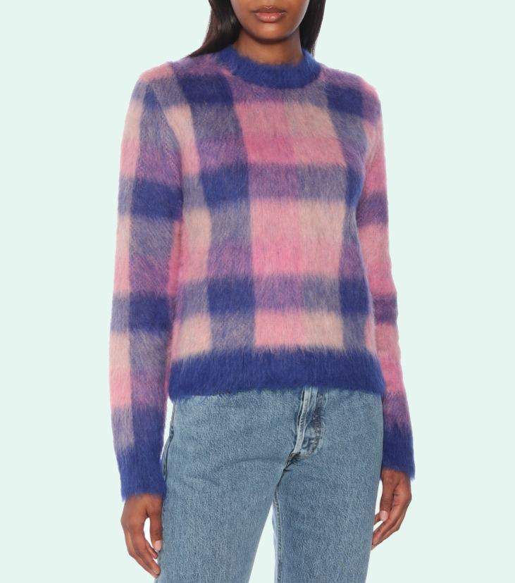 Růžovo-modrý kostkovaný svetr od Acne Studios