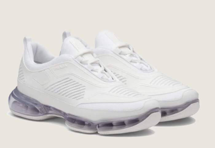 Bílé dámské tenisky Prada nazvané Cloudbust Air Technical Fabric sneakers.