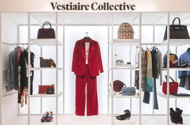 Obchod, butik platformy Vestiaire Collective v obchodním domě Selfridges v Londýně.