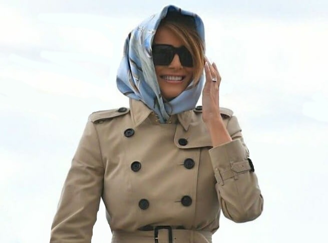 melania-trenchcoat-hermes-silk-scarf